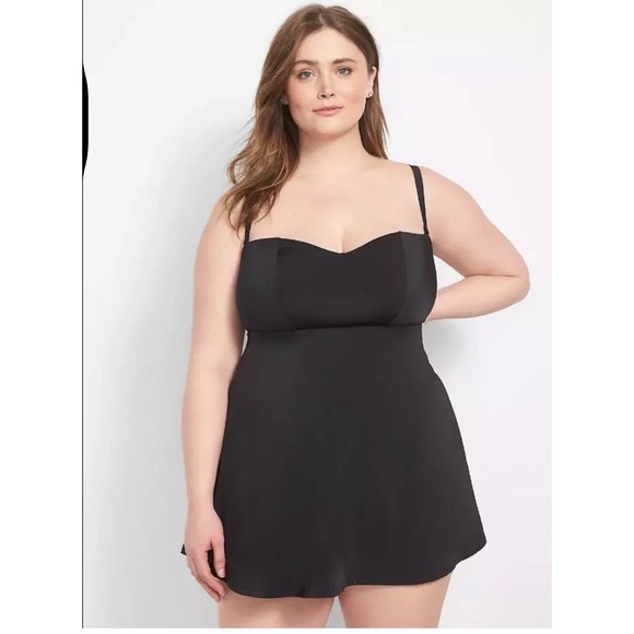 Swim By Cacique Womens One Piece Swimdress Swimsuit Plus Size 24 Black Skirt - Picture 1 of 15